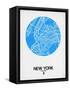 New York Street Map Blue-null-Framed Stretched Canvas