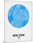 New York Street Map Blue-NaxArt-Mounted Art Print