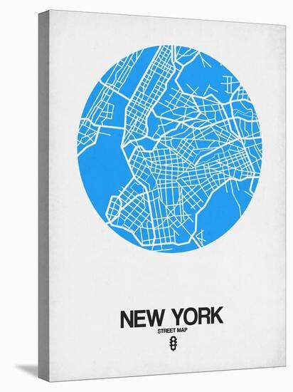 New York Street Map Blue-NaxArt-Stretched Canvas