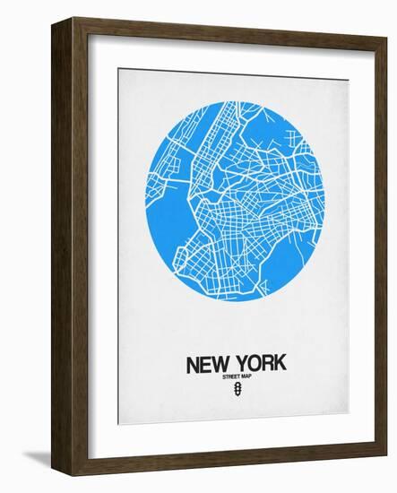 New York Street Map Blue-NaxArt-Framed Art Print