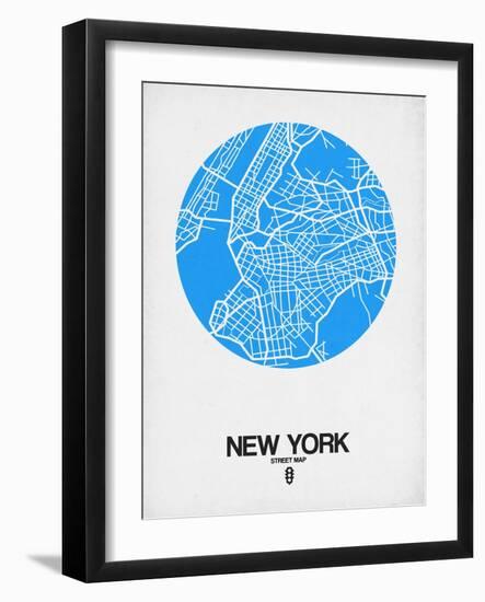 New York Street Map Blue-NaxArt-Framed Art Print