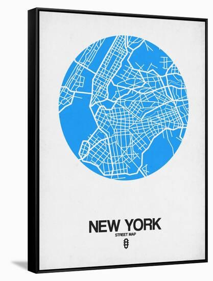New York Street Map Blue-NaxArt-Framed Stretched Canvas