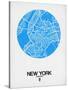 New York Street Map Blue-NaxArt-Stretched Canvas