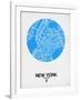 New York Street Map Blue-NaxArt-Framed Art Print