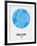 New York Street Map Blue-NaxArt-Framed Art Print