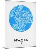 New York Street Map Blue-NaxArt-Mounted Art Print