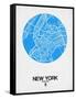 New York Street Map Blue-NaxArt-Framed Stretched Canvas