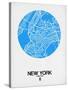 New York Street Map Blue-NaxArt-Stretched Canvas