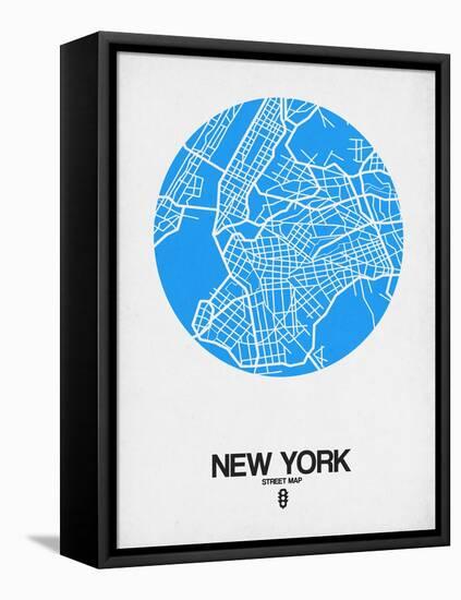 New York Street Map Blue-NaxArt-Framed Stretched Canvas