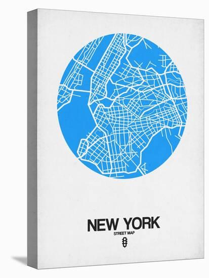 New York Street Map Blue-NaxArt-Stretched Canvas