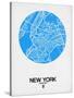 New York Street Map Blue-NaxArt-Stretched Canvas