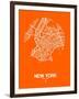 New York Street Map Orange-NaxArt-Framed Art Print