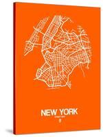 New York Street Map Orange-NaxArt-Stretched Canvas
