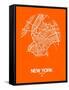 New York Street Map Orange-NaxArt-Framed Stretched Canvas