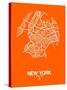 New York Street Map Orange-NaxArt-Stretched Canvas