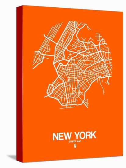 New York Street Map Orange-NaxArt-Stretched Canvas