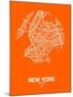 New York Street Map Orange-NaxArt-Mounted Art Print