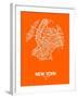 New York Street Map Orange-NaxArt-Framed Art Print