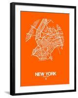 New York Street Map Orange-NaxArt-Framed Art Print