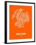 New York Street Map Orange-NaxArt-Framed Art Print