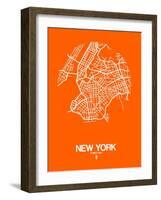 New York Street Map Orange-NaxArt-Framed Art Print