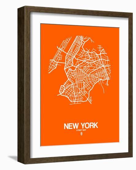 New York Street Map Orange-NaxArt-Framed Art Print