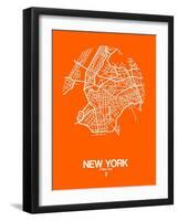 New York Street Map Orange-NaxArt-Framed Art Print