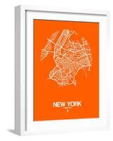 New York Street Map Orange-NaxArt-Framed Art Print