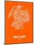 New York Street Map Orange-NaxArt-Mounted Art Print