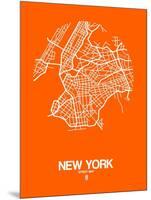 New York Street Map Orange-NaxArt-Mounted Art Print