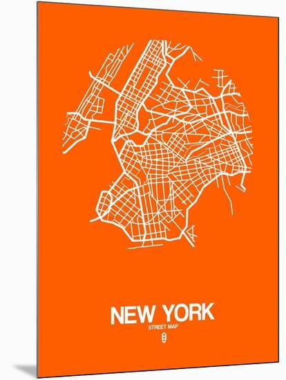 New York Street Map Orange-NaxArt-Mounted Art Print