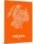 New York Street Map Orange-NaxArt-Mounted Art Print