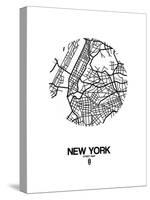 New York Street Map White-NaxArt-Stretched Canvas