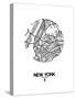 New York Street Map White-NaxArt-Stretched Canvas