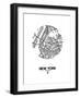 New York Street Map White-NaxArt-Framed Art Print