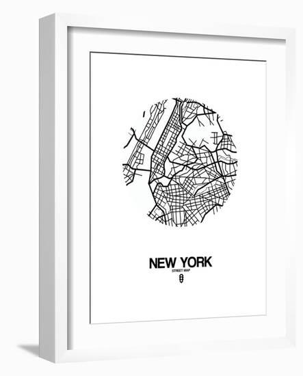 New York Street Map White-NaxArt-Framed Art Print