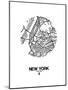 New York Street Map White-NaxArt-Mounted Art Print