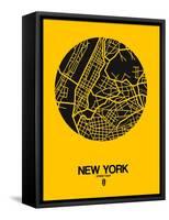 New York Street Map Yellow-null-Framed Stretched Canvas