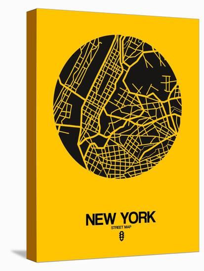 New York Street Map Yellow-null-Stretched Canvas