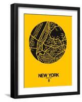 New York Street Map Yellow-null-Framed Art Print