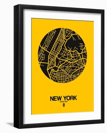 New York Street Map Yellow-null-Framed Art Print