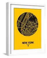 New York Street Map Yellow-null-Framed Art Print