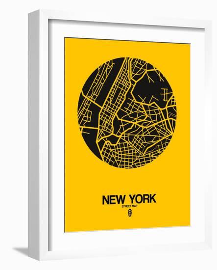 New York Street Map Yellow-null-Framed Art Print