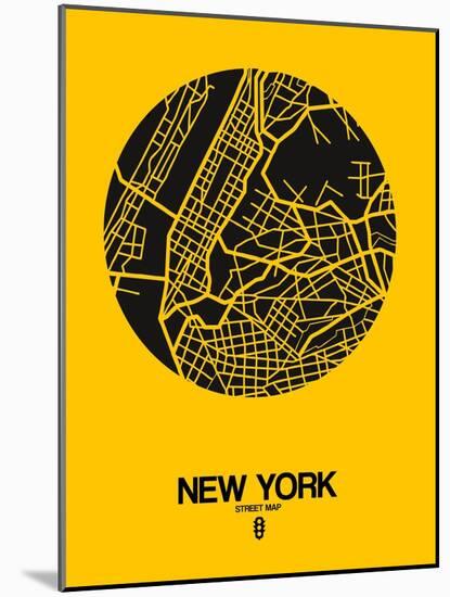 New York Street Map Yellow-null-Mounted Art Print