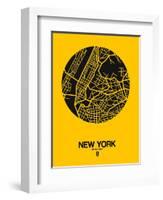 New York Street Map Yellow-null-Framed Art Print