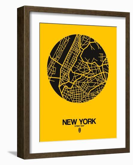 New York Street Map Yellow-NaxArt-Framed Art Print