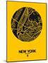 New York Street Map Yellow-NaxArt-Mounted Art Print