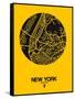 New York Street Map Yellow-NaxArt-Framed Stretched Canvas