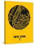 New York Street Map Yellow-NaxArt-Stretched Canvas