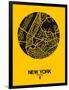 New York Street Map Yellow-NaxArt-Framed Art Print